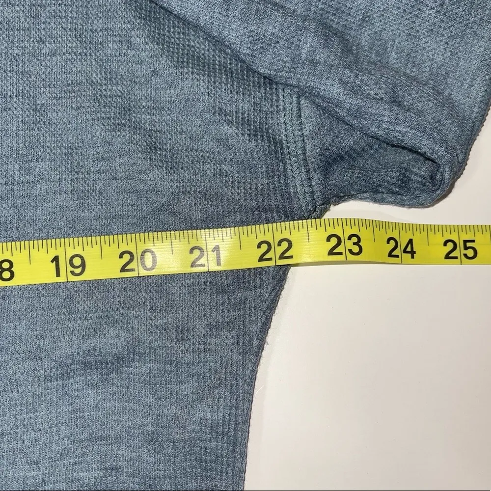 Blue Thermal Waffle Knit Semi-sheer Long Sleeve Tee - Image 7