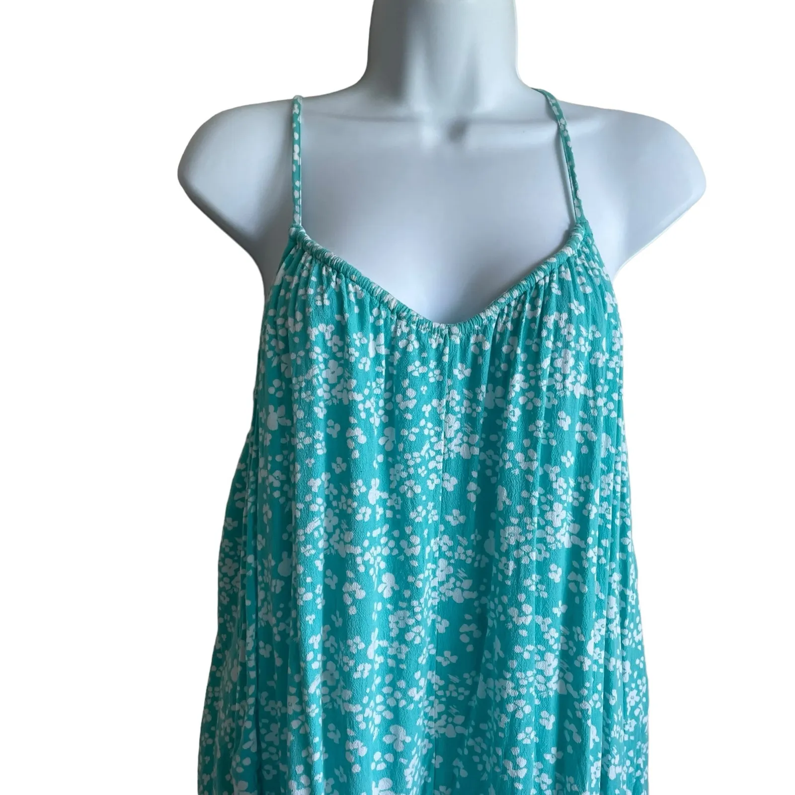 Aerie Women Viscose Roper Shorts Strappy Floral Print S Turquoise‎ Beachy Resort - Image 7