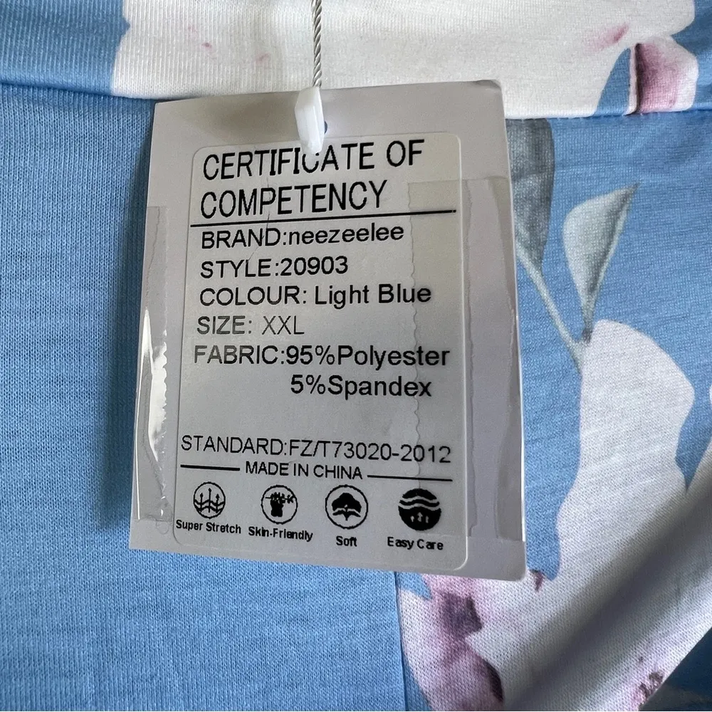 Neezeelee XXL Light Blue Floral Wide Leg Pants w/Matching Tie Belt & Poc… - Image 6