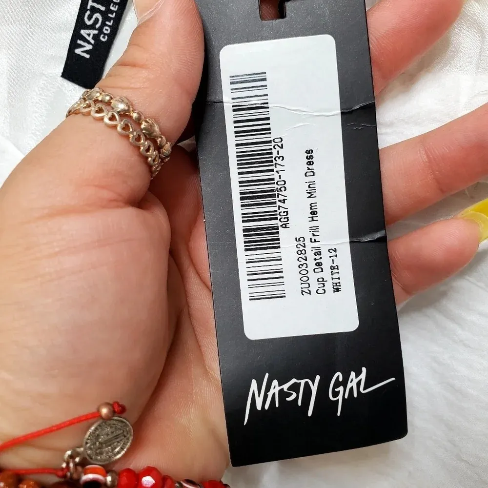 Nasty Gal White Cup Detail Frill Hem Mini Dress - Image 6