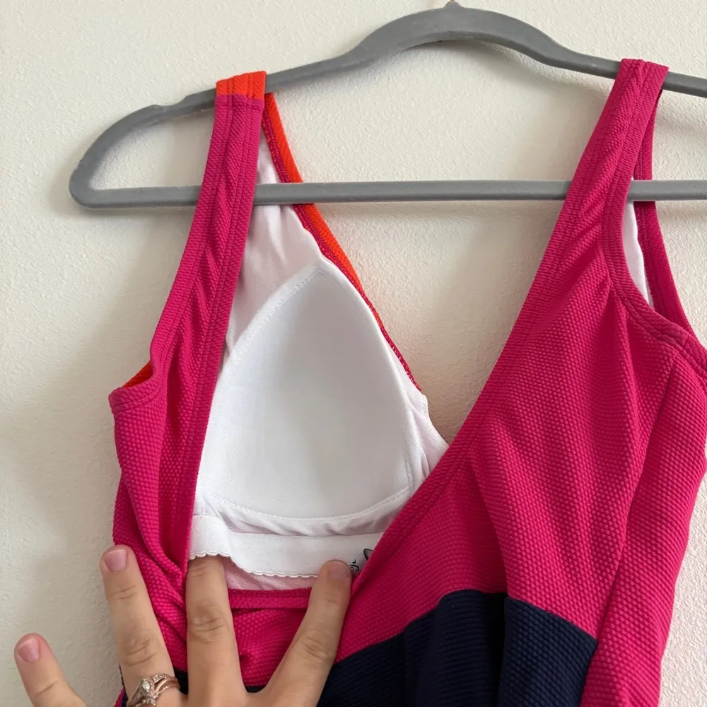 NWT Tommy Bahama Island Cays Colorblock Wrap One Piece Swimsuit Passion Pink 12 - Image 9