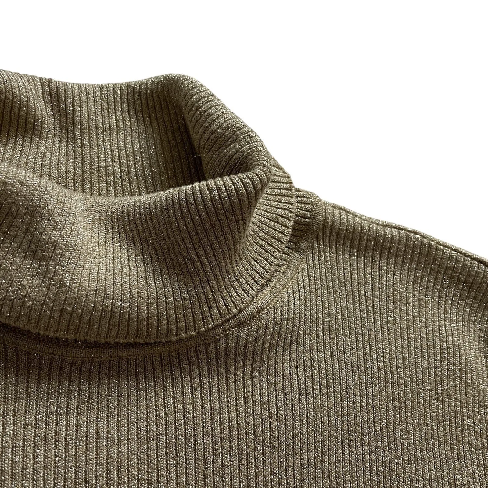 Nygard Women's Sz L Brown Shimmery Turtleneck Short Sleeve Knit Sweater Top Size L - Image 4