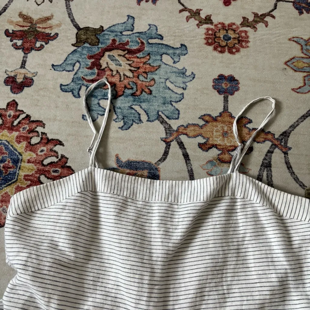 Banana Republic White Linen Blend Pin Stripe Squareneck Belted Crop Jumpsuit 10 - Image 10