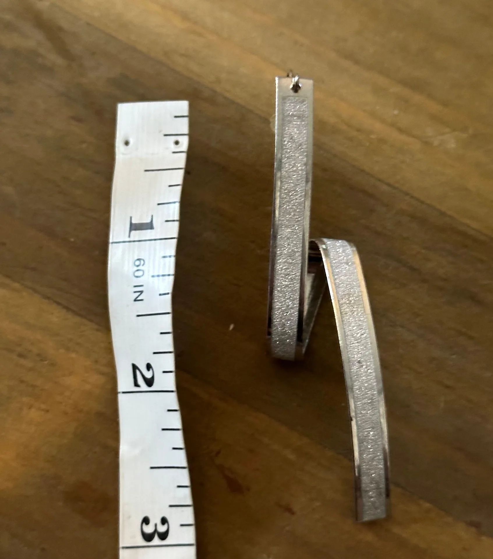 Spiral Silver Glitter Earrings - Image 2