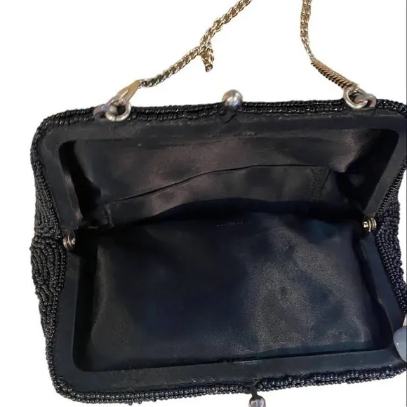 Bags By Josef Evening Clutch Purse Black Beaded Vintage Japan‎ Small 7 “ - Image 3