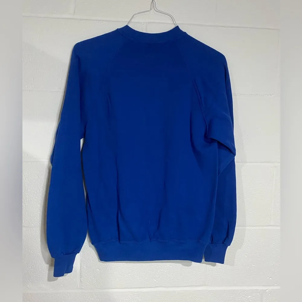 Blue Sweatshirt with Pink Rose Embroidery medium - Image 2