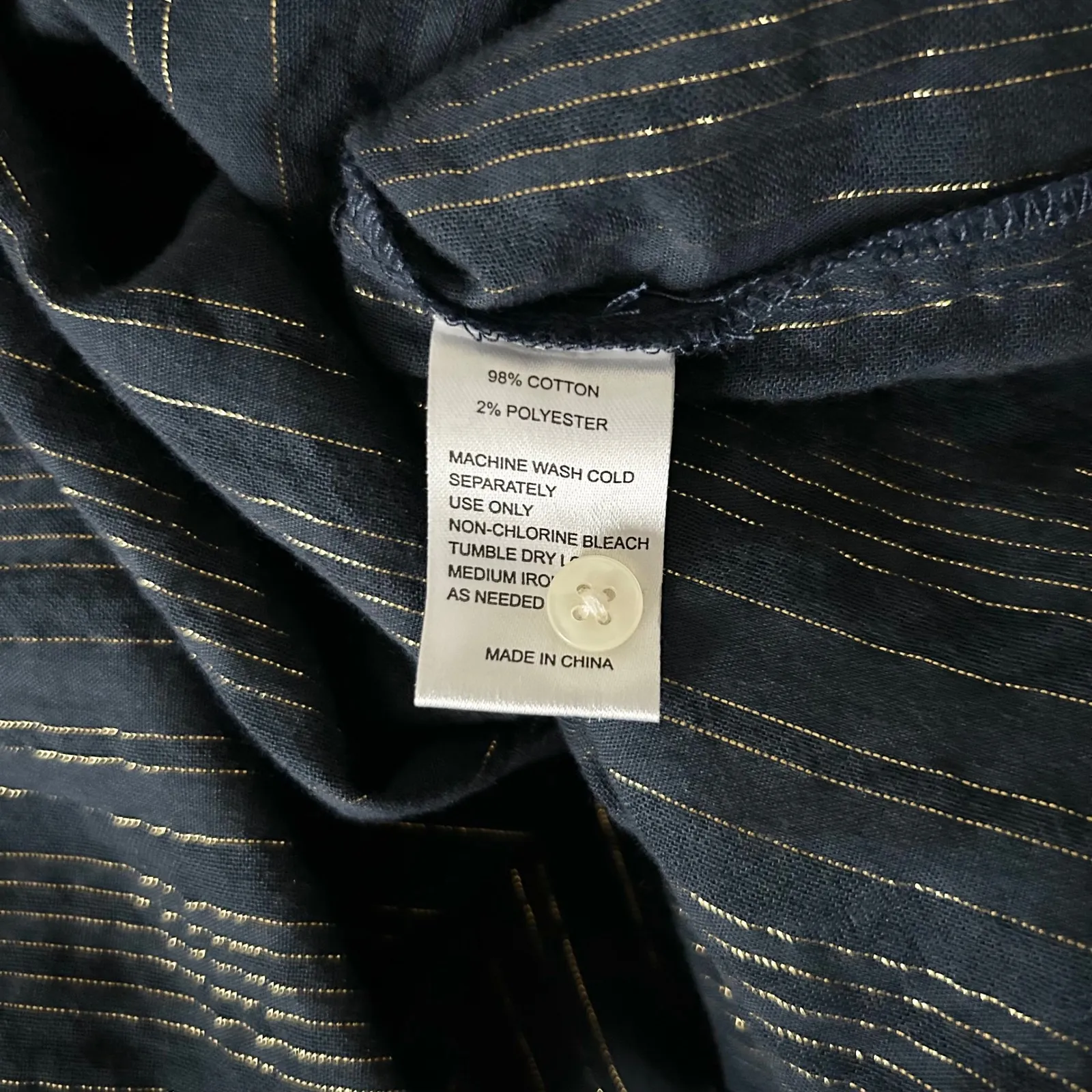 Trovata Birds of Paradis Carla Metallic Navy Stripe High Neck Top Size Small Blue - Image 6