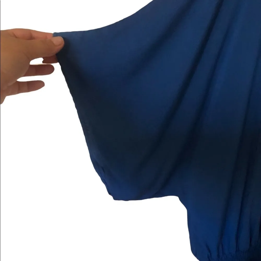 Vintage Y2K royal blue asymmetrical blouse Size M - Image 2