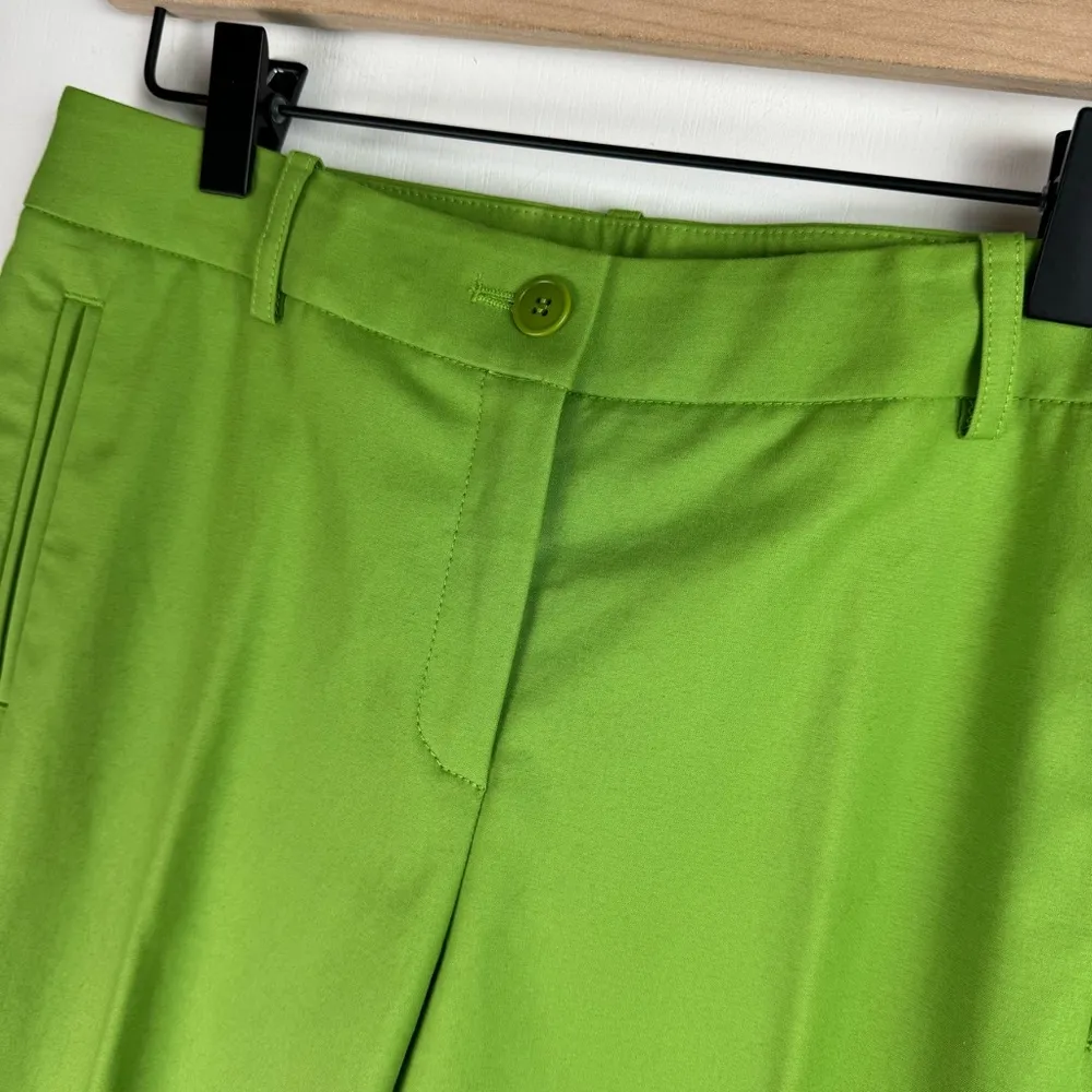 Lafayette 148 Pleat Trousers Sz 0 Green Slim Cut Tapered Dress Pants - Image 5