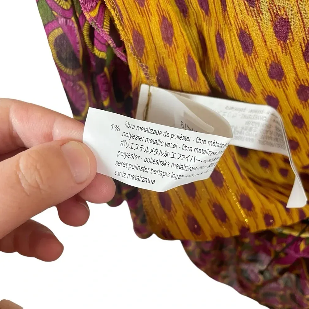 NWT Zara Printed Chiffon Open Back Halter Top in Pink/Orange Size L - Image 14