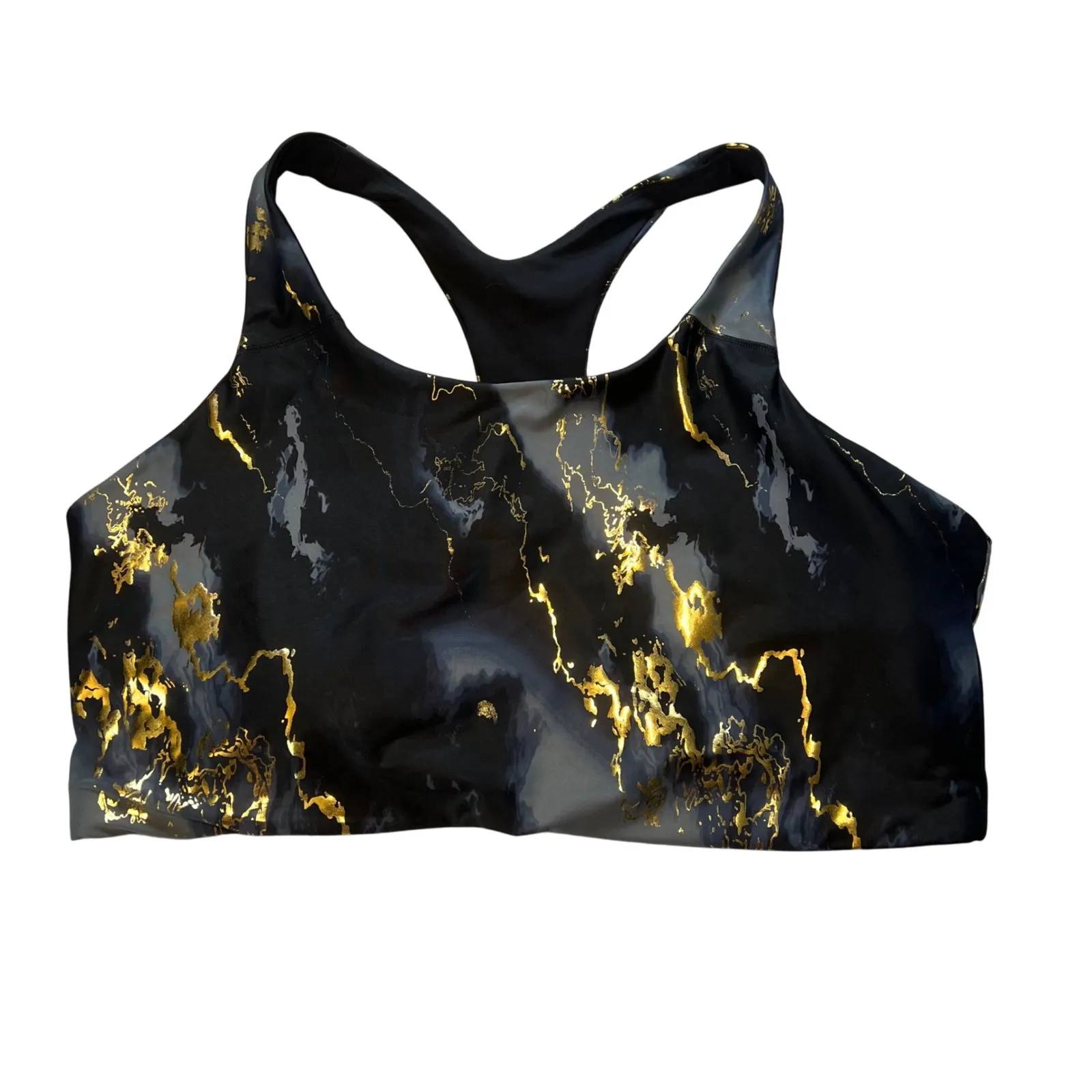 Old Navy Active Black Marble Gold Powersoft Medium‎ Support Sports Bra Womens 4X - Image 2