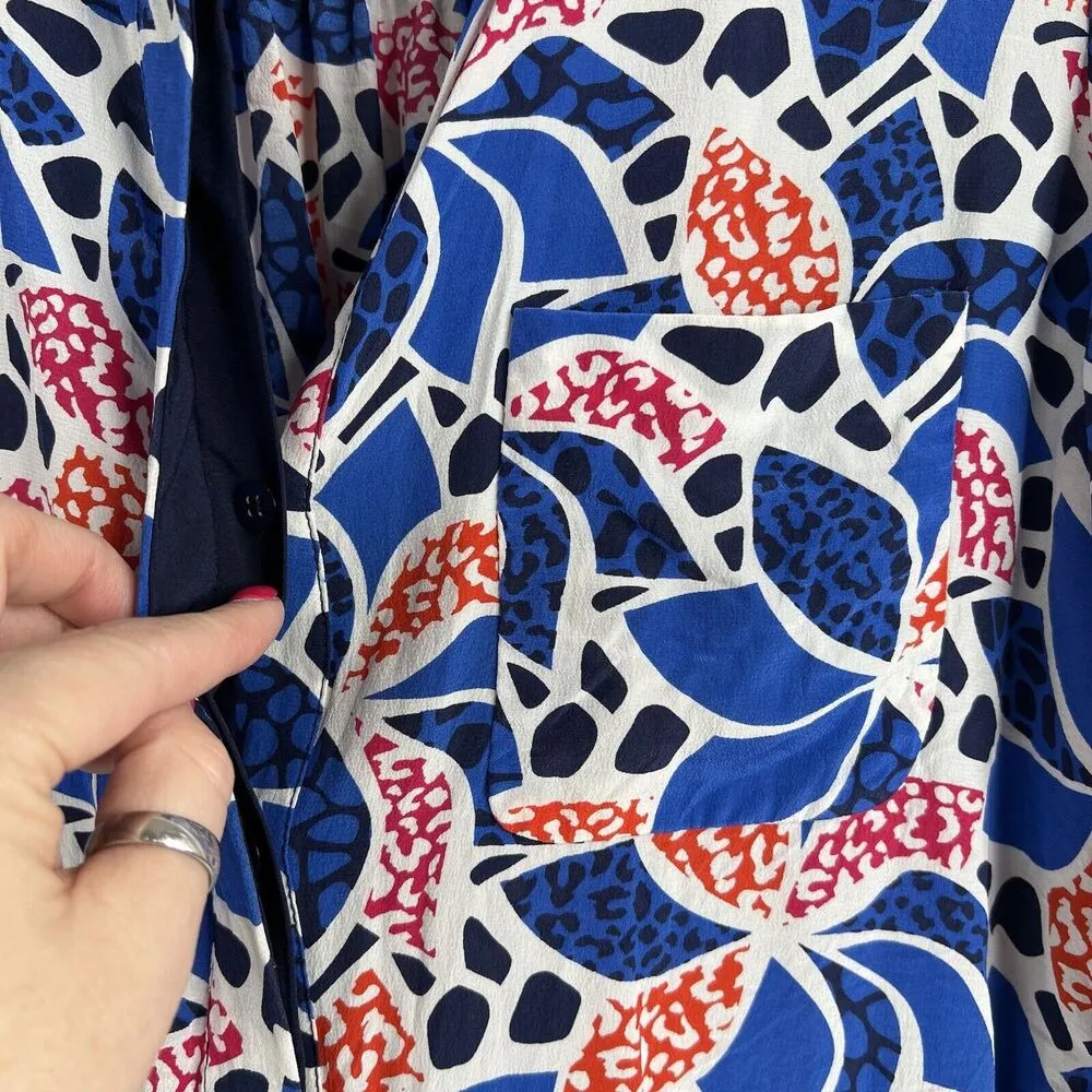 DVF Diane Von Furstenburg Sz 4 Lorelei Two Silk Blouse Button Front Career Work - Image 5