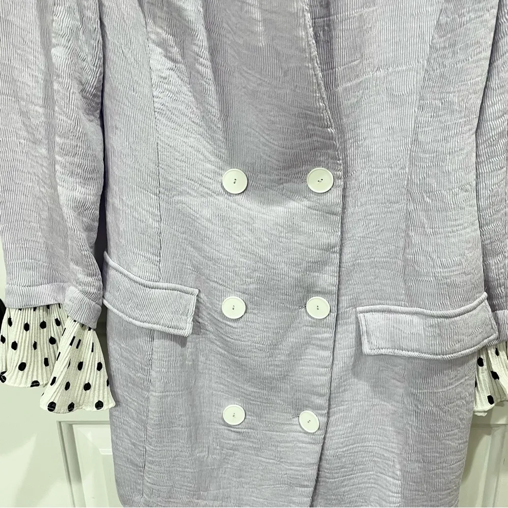 Like New Lavender Endless Rose longline blazer w/ polka dot ruffle sleeve - Image 3