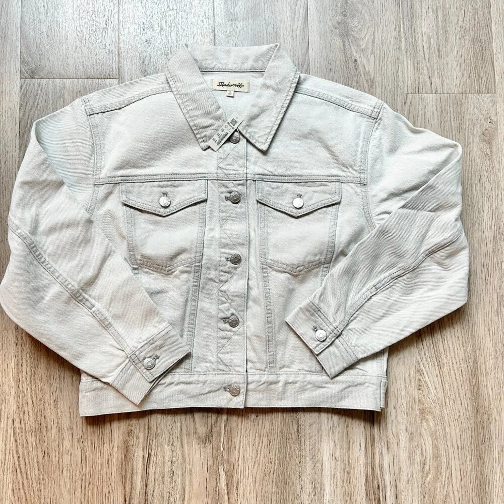 Madewell The Trucker Crop Jean Jacket in Glenrich Wash Size S NWT - Image 6