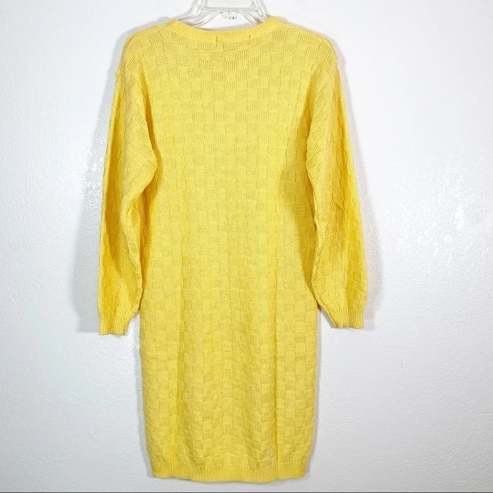 Vintage Latidudes Knit Sweat Midi Dress Small Yellow - Image 2