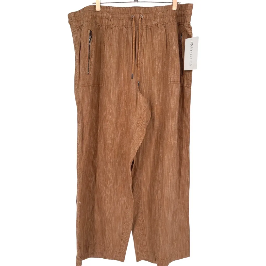 NWT Athleta Cabo Linen Textured Wide Leg Pants Rose Size 22 Vacation Resortwear - Image 5