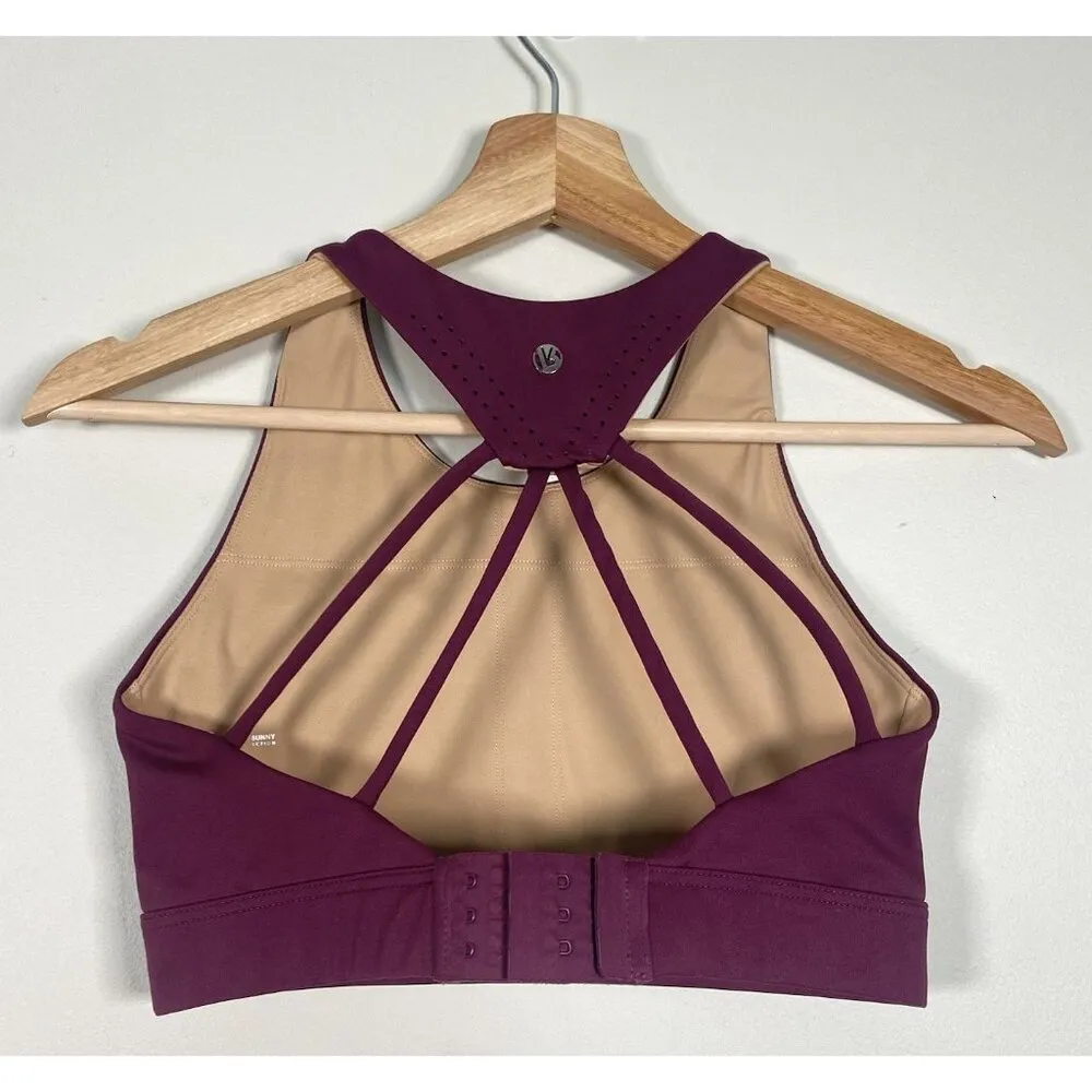 Buffbunny Lit Laser Cut Sports Bra Burgundy Athletic Yoga Sporty Athleisure Sz S - Image 3