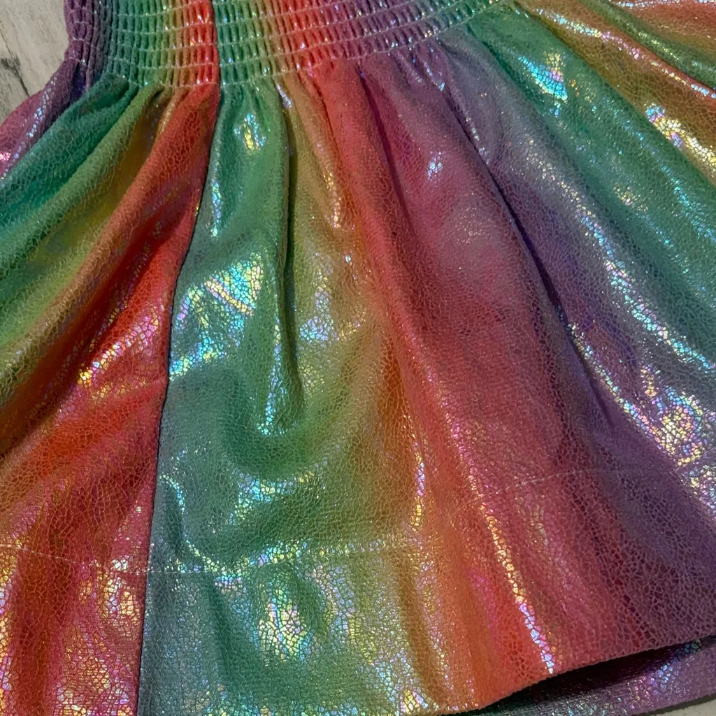 QUEEN OF SPARKLES Rainbow Shimmer Shorts/Skirt Size XS Pink - Image 3