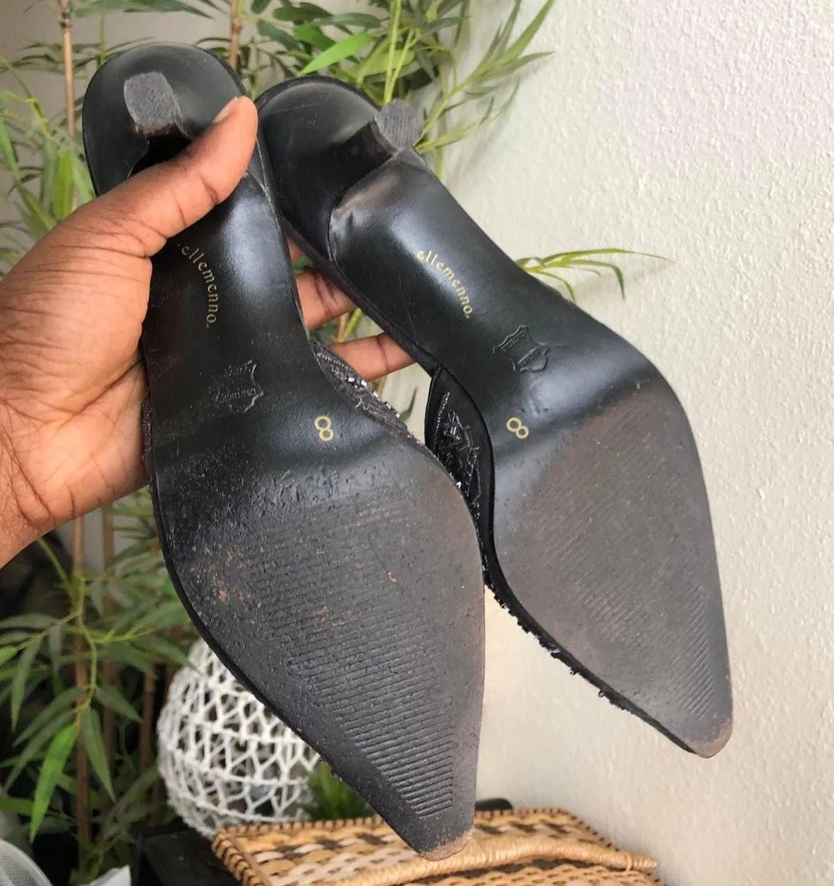 Vintage  Romantic Coquette classy Purple mules kitten heels pumps sequins & beading-genuine leather - Image 5