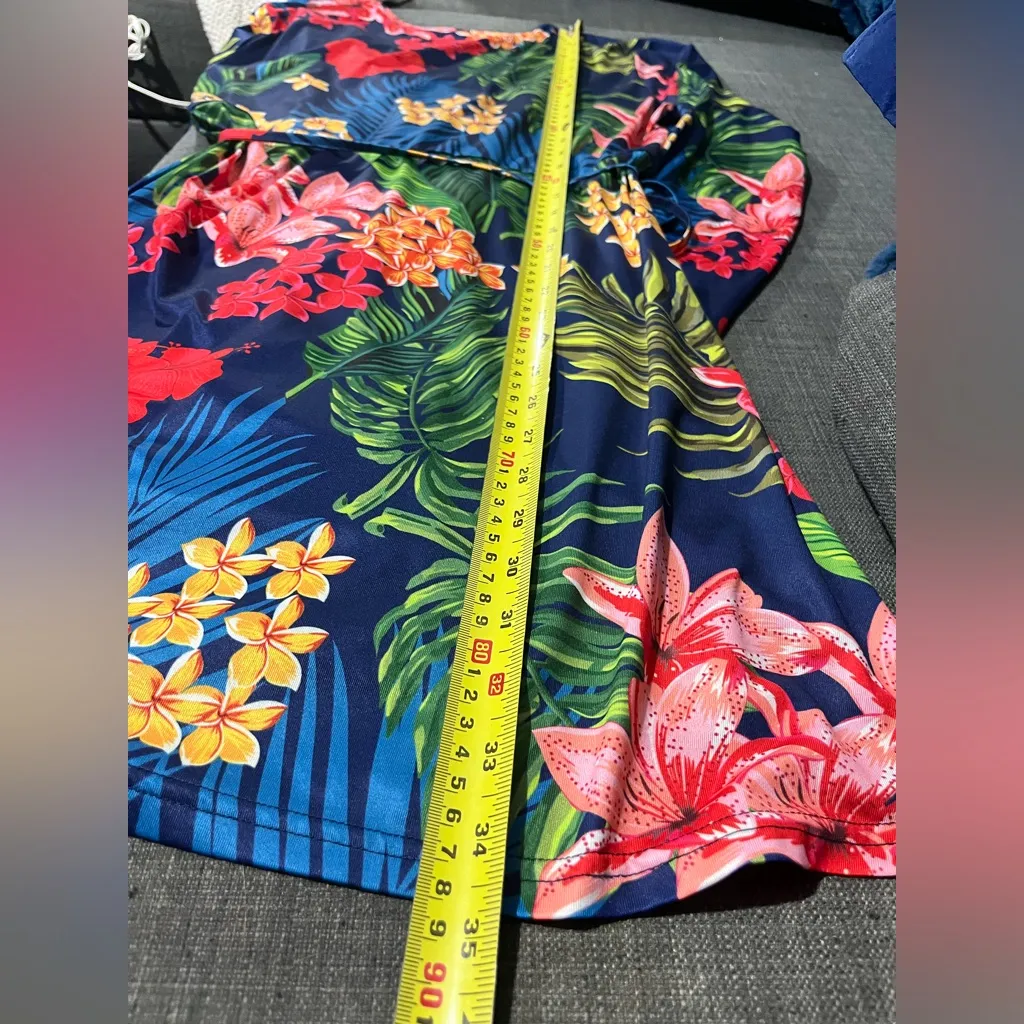 Noblemoon Dress Size XXL Blue Floral Long Sleeve Coverup Sundress - Image 7