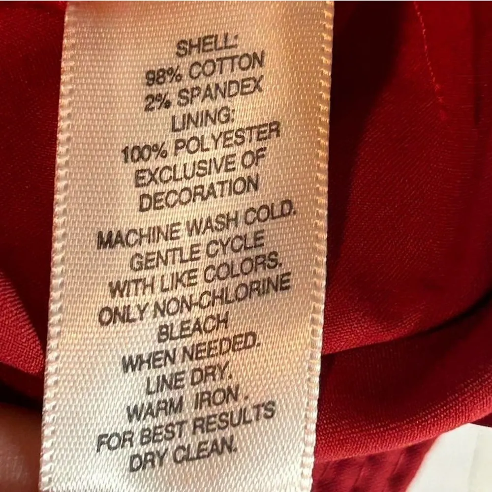 White House Black Market Women's Deep Red Satin Pencil Skirt Size 8 - Image 11