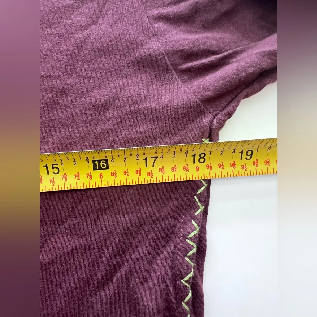 Hard Rock Cafe purple tee shirt long sleeve guitar print contrast stitch y2k M - Image 4