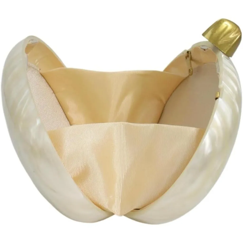 ⚡Women's Tan Shell Egg Metallic Evening Shiny Top Closure Trendy Clutch Handbags - Image 5