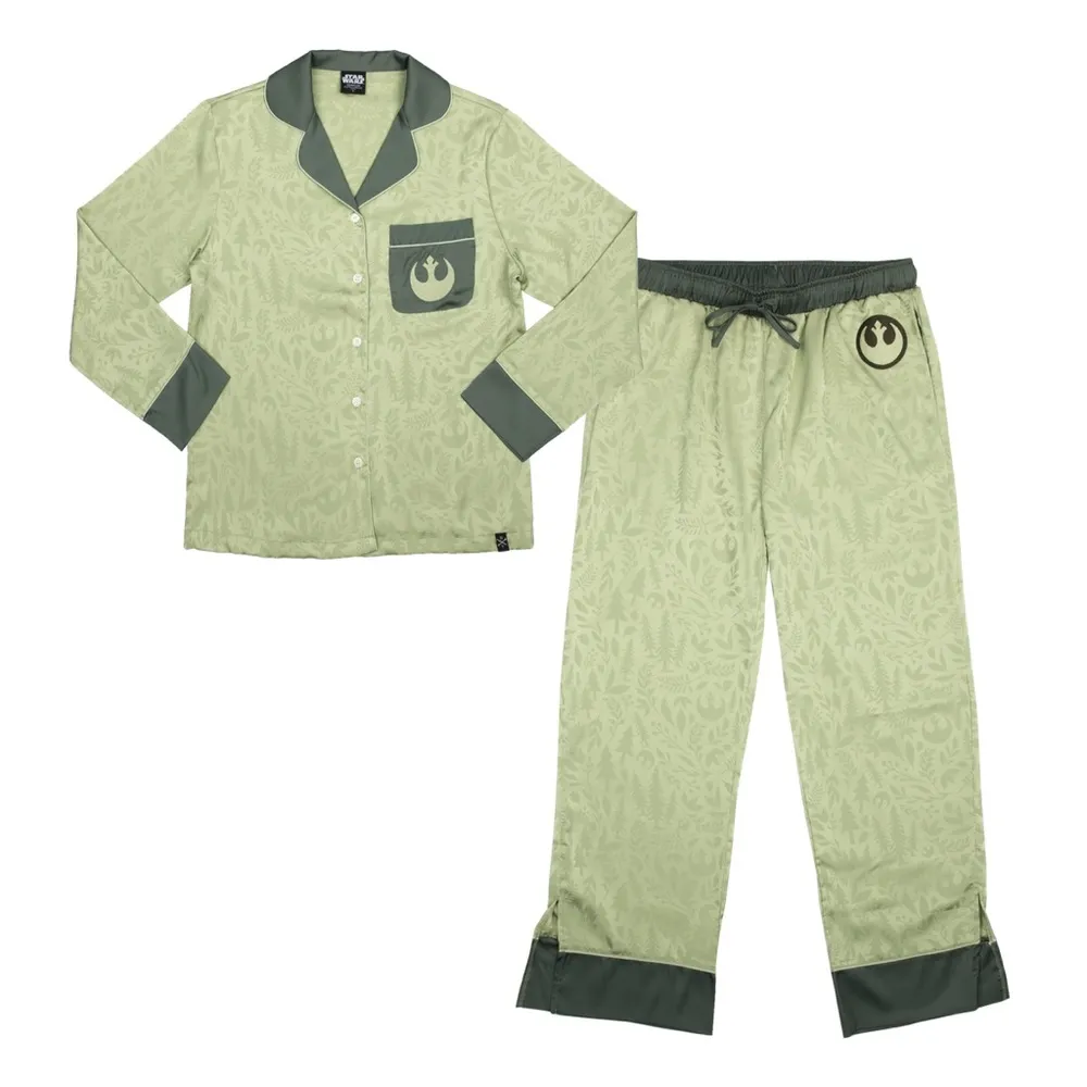 NWT Women’s Heroes & Villains Star Wars Leia Satin Pajama Set Green Size XL - Image 2