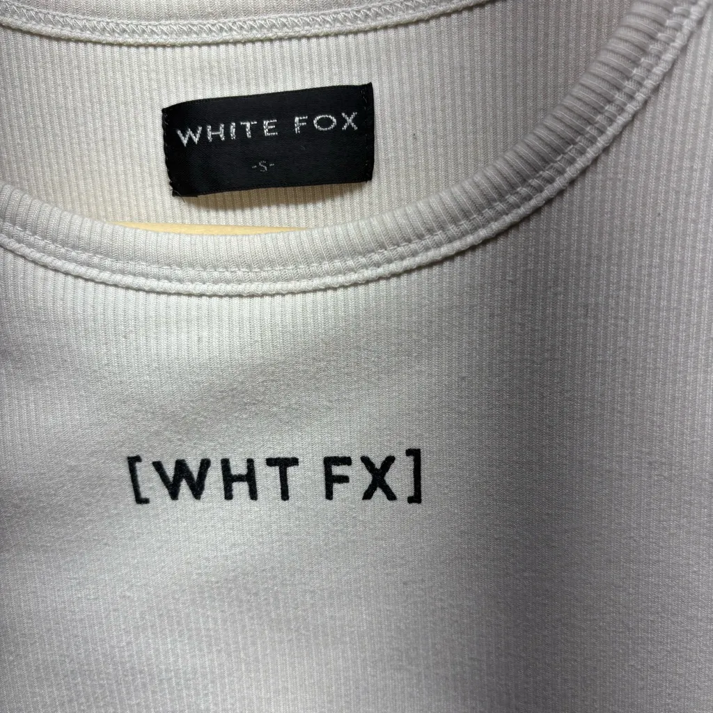 White Fox Logo Crop Tank Top Ribbed size‎ Small - Image 2