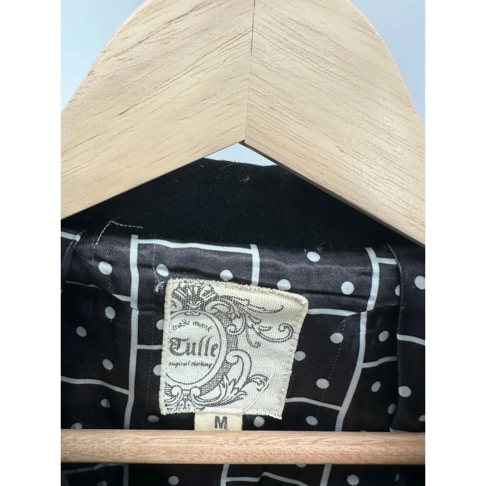 Tulle Jacket Women MEDIUM Black Button Snap Front Long Sleeve Wool Blend - Image 5