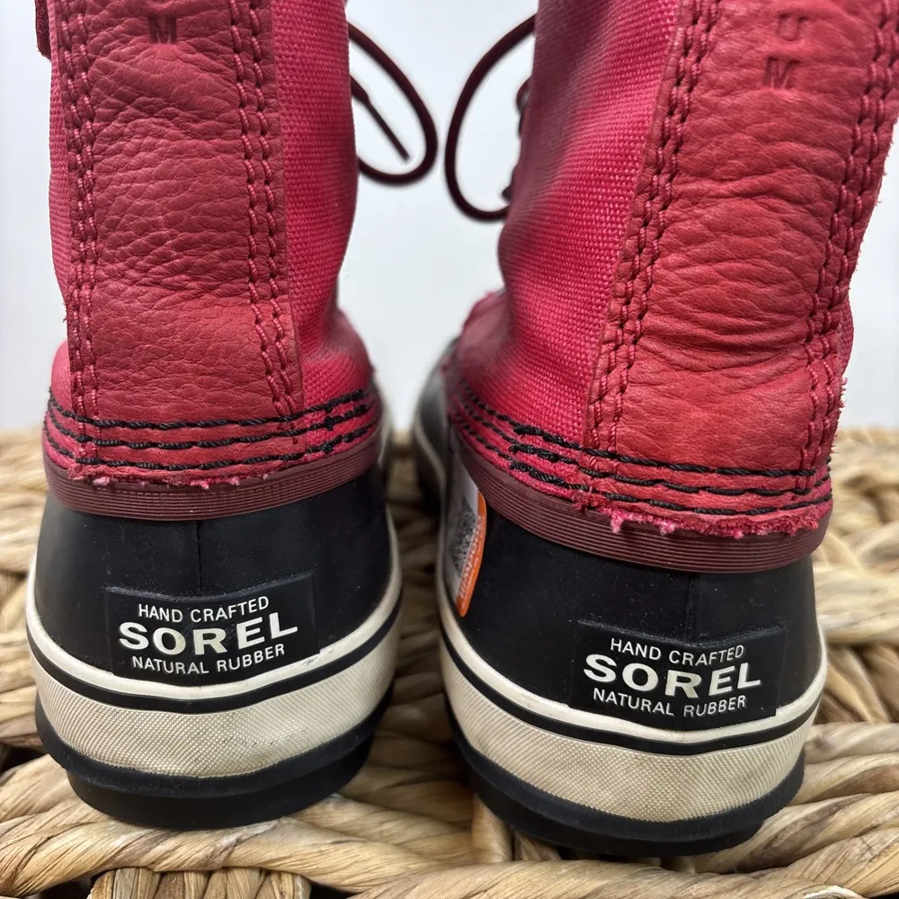 Sorel Premium‎ Canvas Winter Insulated Boots Red NL1717-645 Women's Size 7 - Image 4