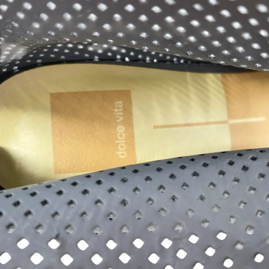 Dolce Vita More Gray Perforated Suede Leather Heeled Sandals Peep Toe Lace Up Size 9 - Image 9