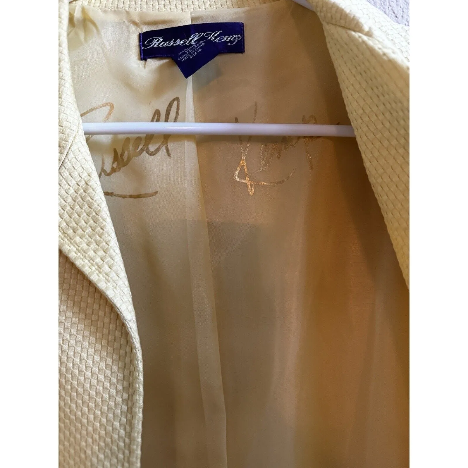 Russell Kemp Yellow Open Front Blazer Women’s‎ Size 14 Pastel Career - Image 7