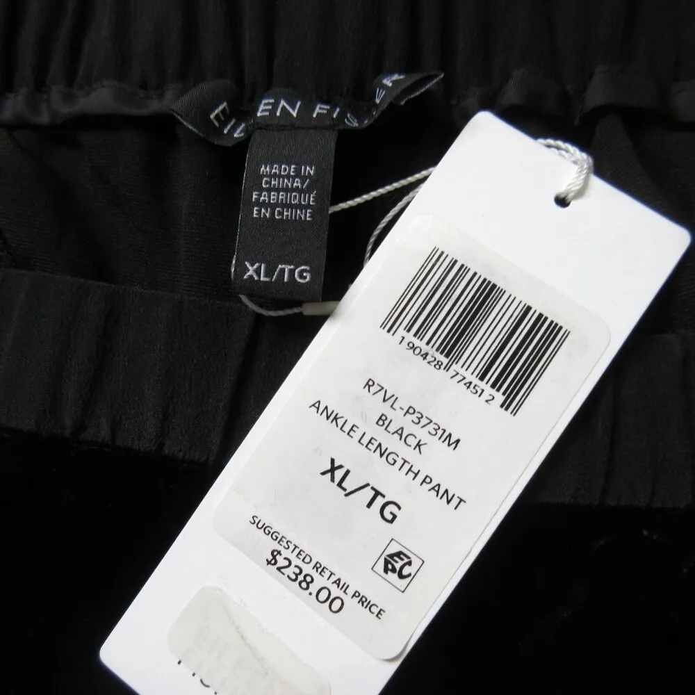 NWT Eileen Fisher Ankle Length Pant in Black Velvet Tapered Pull-on Pants XL - Image 5