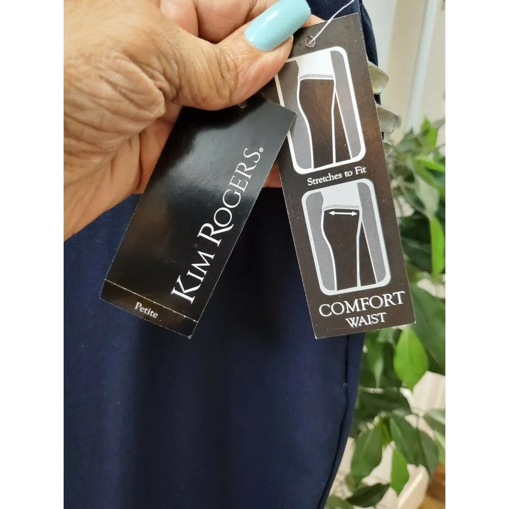 Kim Rogers Women's Solid Blue Polyester Mid Rise Comfort Waist Pants Size 10P - Image 5