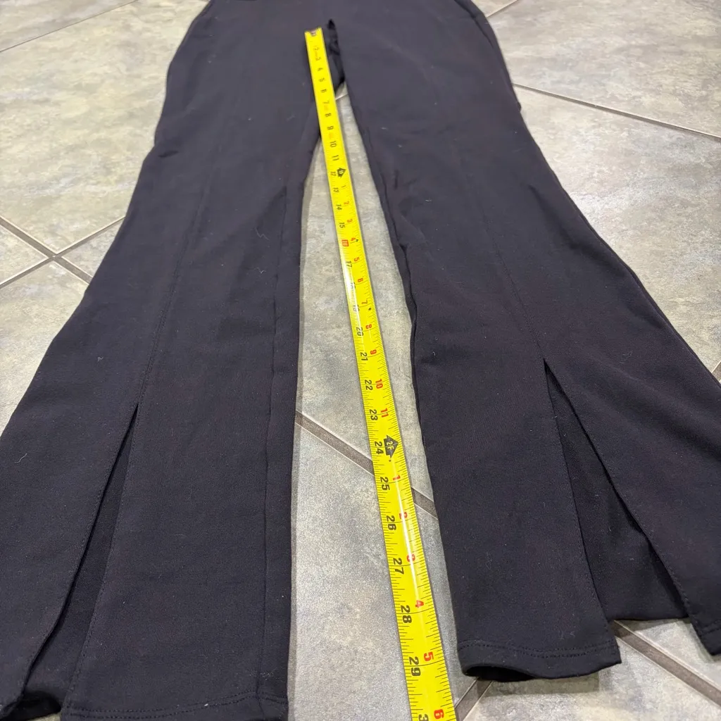 Alo Yoga Airbrush High Waist Flutter Leggings Split Flare Leg Black XS Casual - Image 9