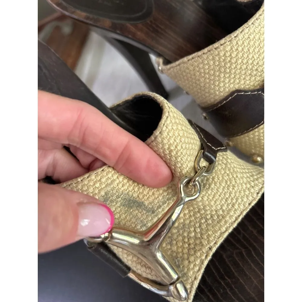 Gucci  Sand Tess D. Gomma High Heel Slides Lifford Beige Womens Size 6 - Image 9