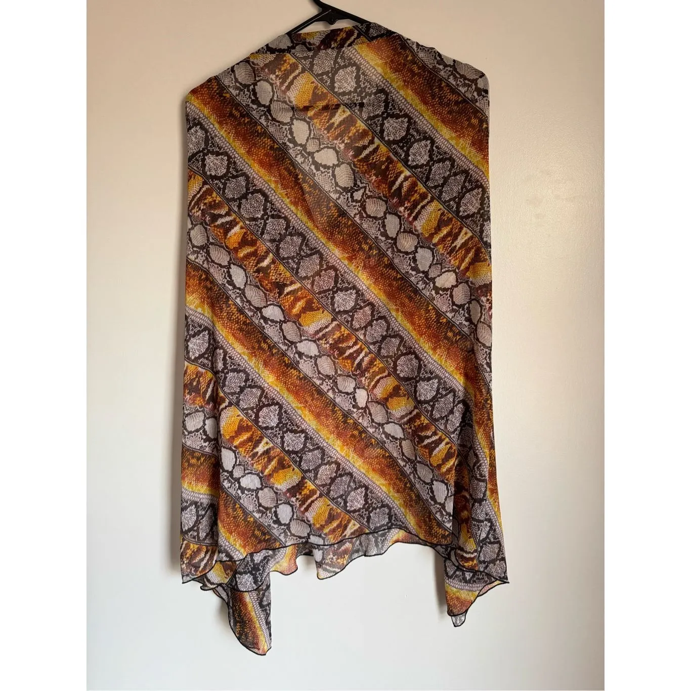 Peter Nygard Women's Grey Snakeskin Printed Sheer‎ Butterfly Sleeve sz XL Blouse - Image 3