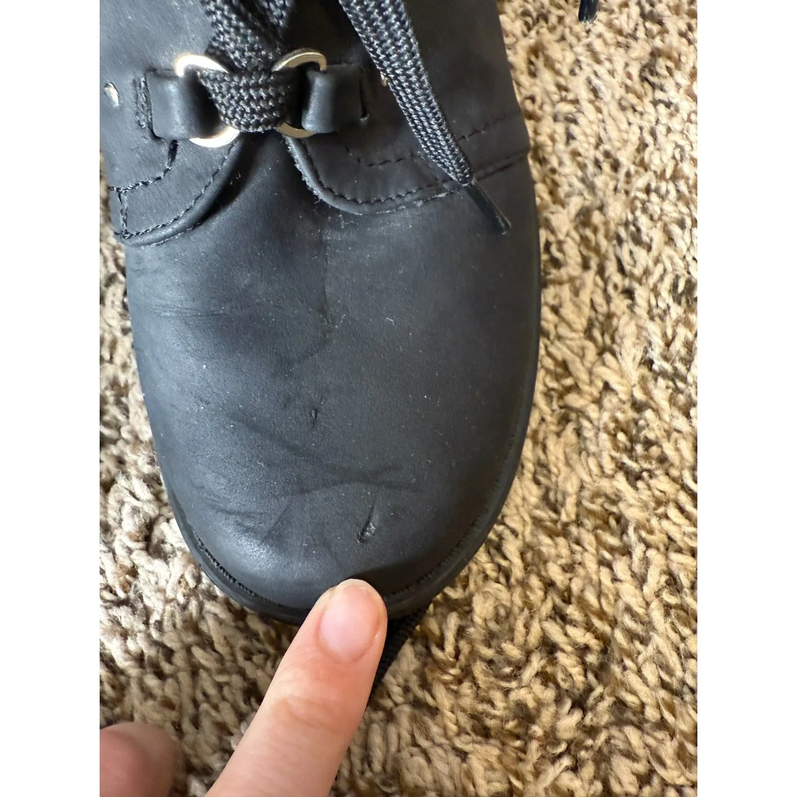 Torrid Black Lace Up Boots Womens Sz 9.5 Chunky Heel Faux Fur Trim - Image 9