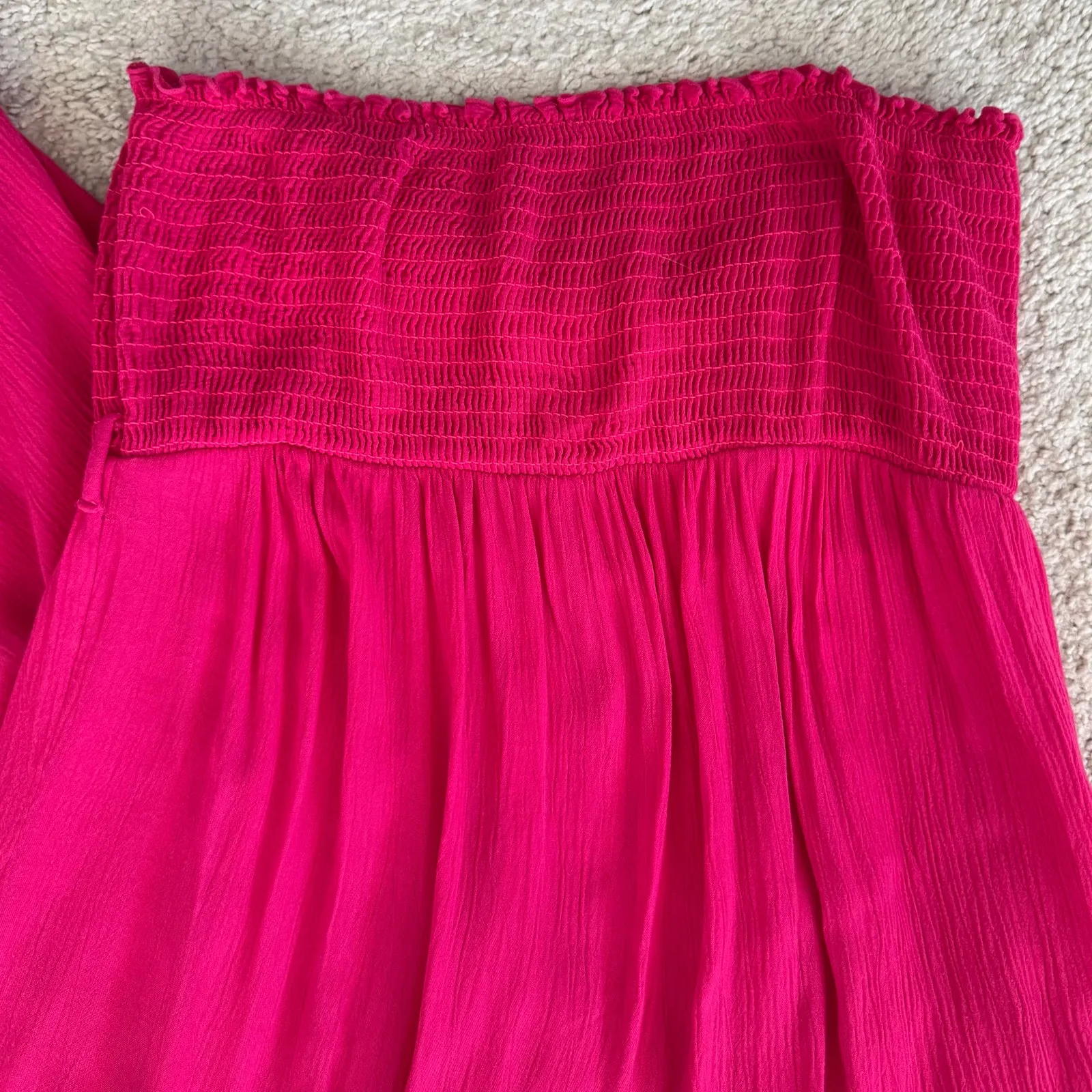 VTG Juicy Couture Beach Royalty Smocked Maxi Pink Small FLAWED ELASTIC N… - Image 7