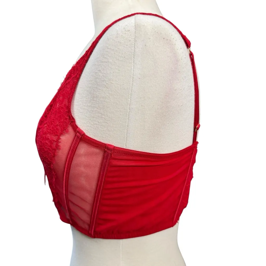 Victoria's Secret Corset Top L Red Lace - Image 5