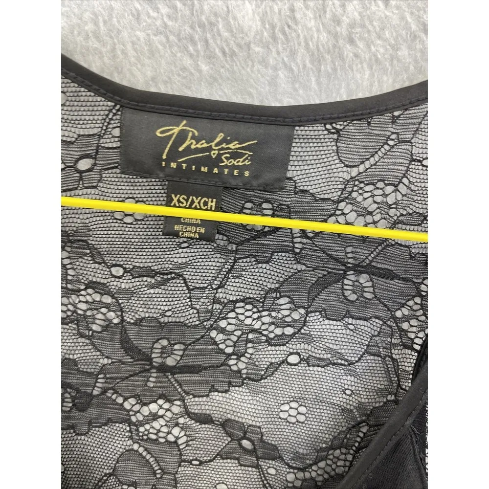 Thalia Black Sleep Shirt Lace Short Sleeveless SIze XS Racerback VNeck - Image 4