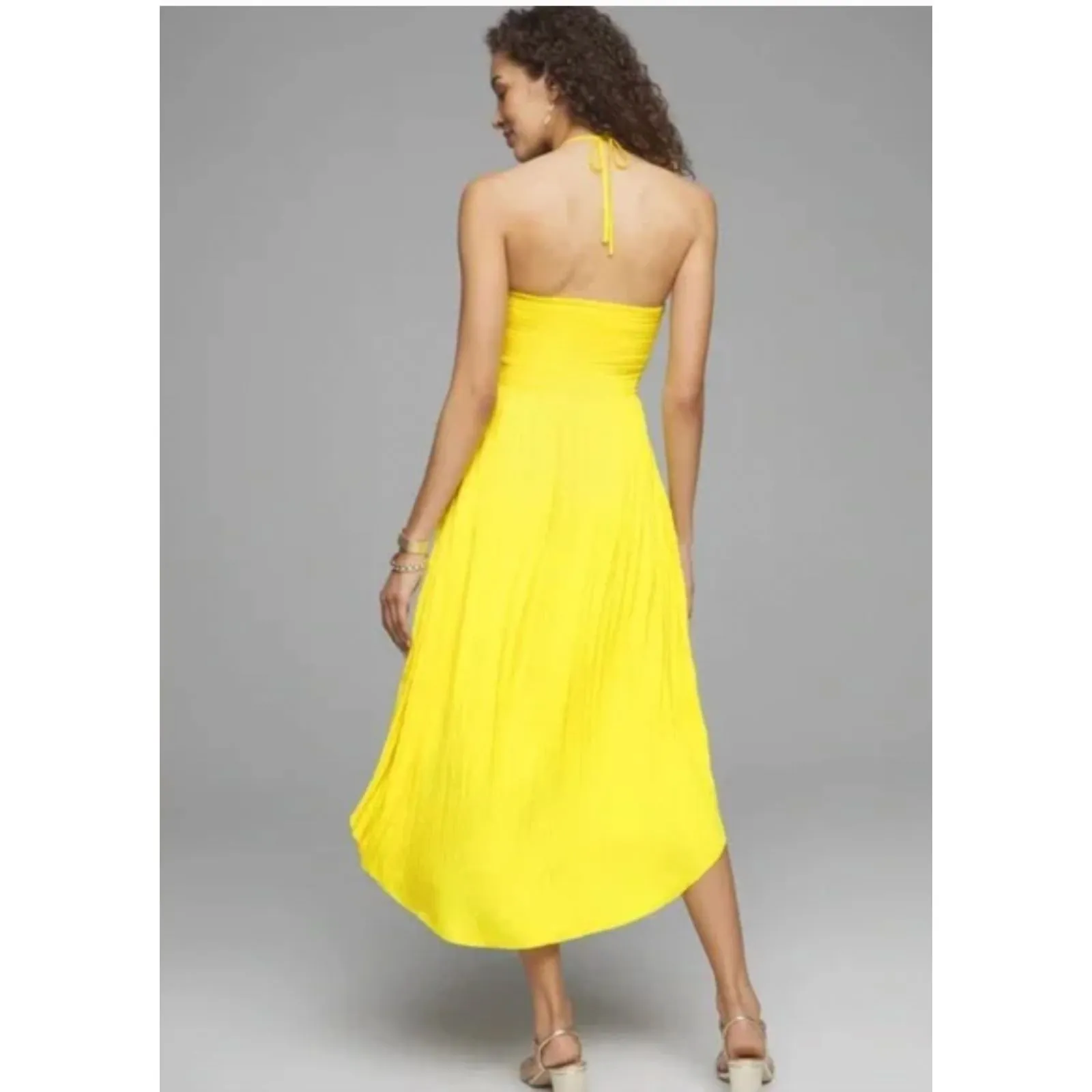 White House Black Market Strapless Pleated Tie Waist Midi Dress Size 6 NWT - Image 3