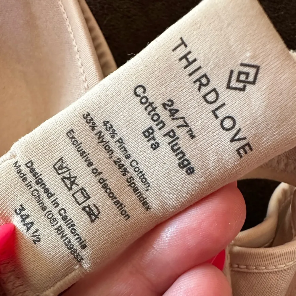 ThirdLove 24/7 Pima Cotton Plunge Bra Beige 34A 1/2 - Image 11