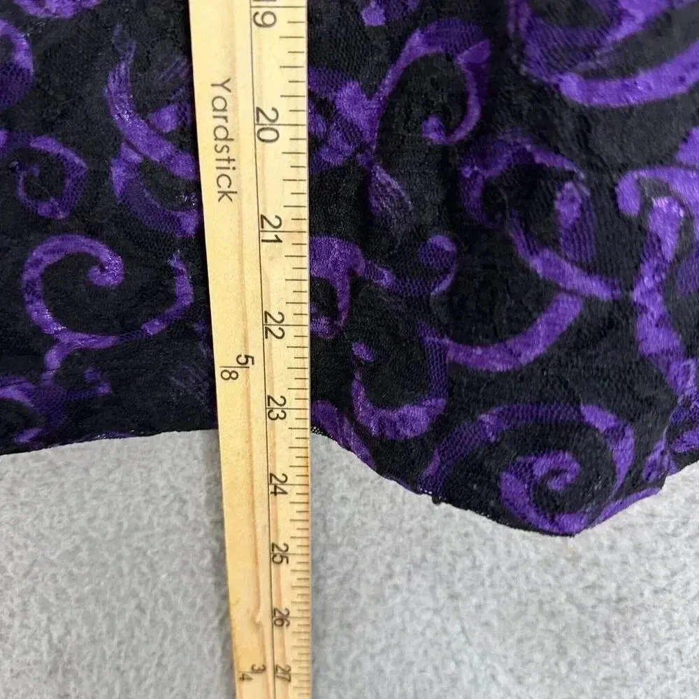 Studio 1940 Top Women Large Purple Black Geometric Lace Milkmaid Boho Whimsigoth - Image 4