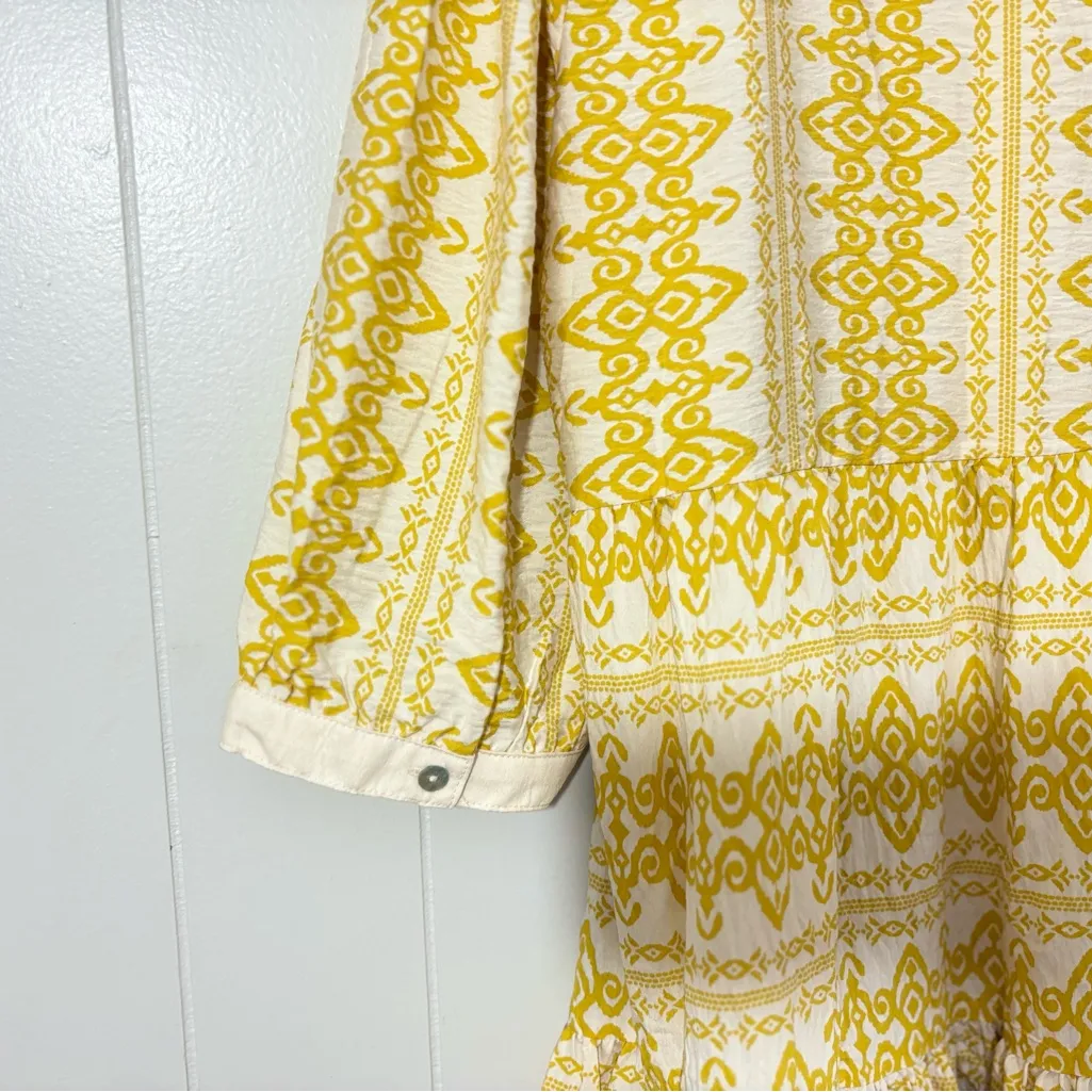Anthropologie Figueroa Flower Boho Woven Dress 3/4 Sleeve Floral Yellow Size XL - Image 12