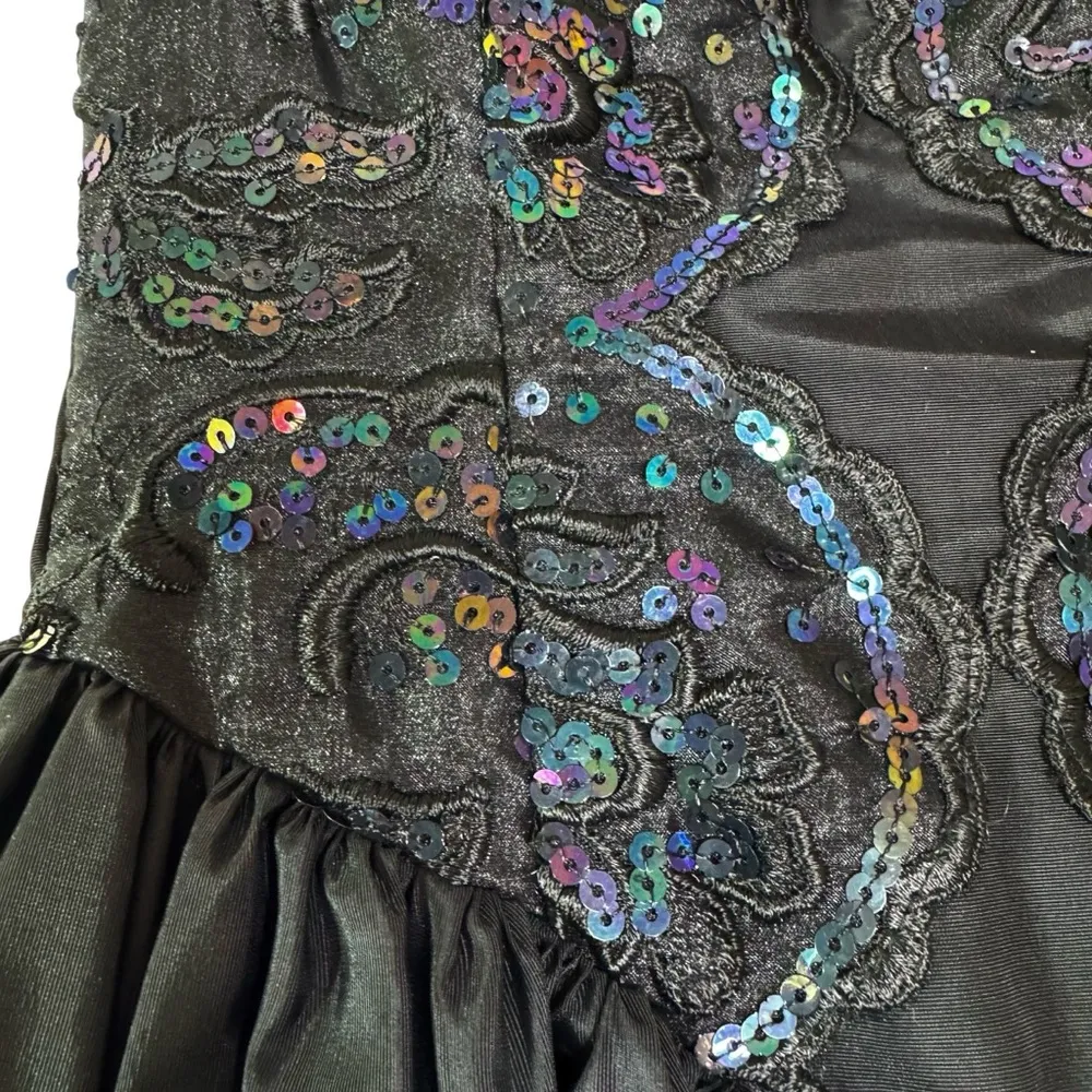 Vintage 80’s Gunne Sax Jessica McClintock Strapless Sequin Satin Mini Dress 3/4 - Image 7