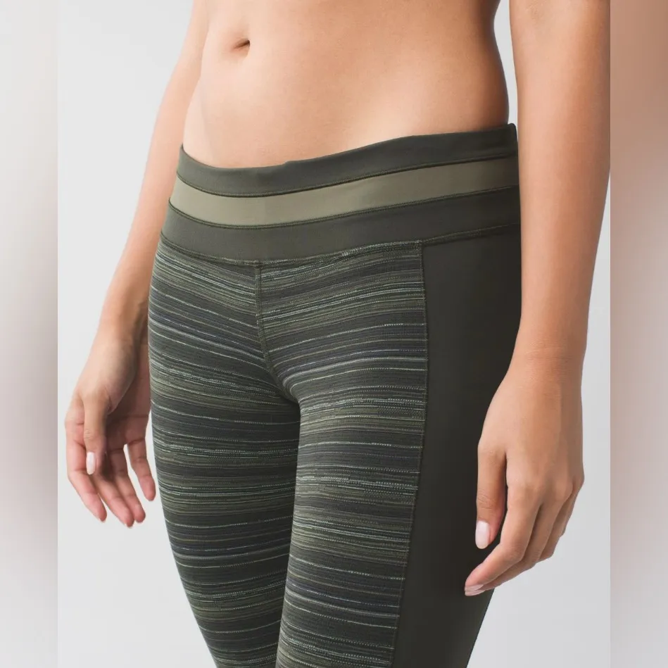 Lululemon Give Me Qi Crop Cyber Stripe Gator Green Women’s Size 4 - Image 10