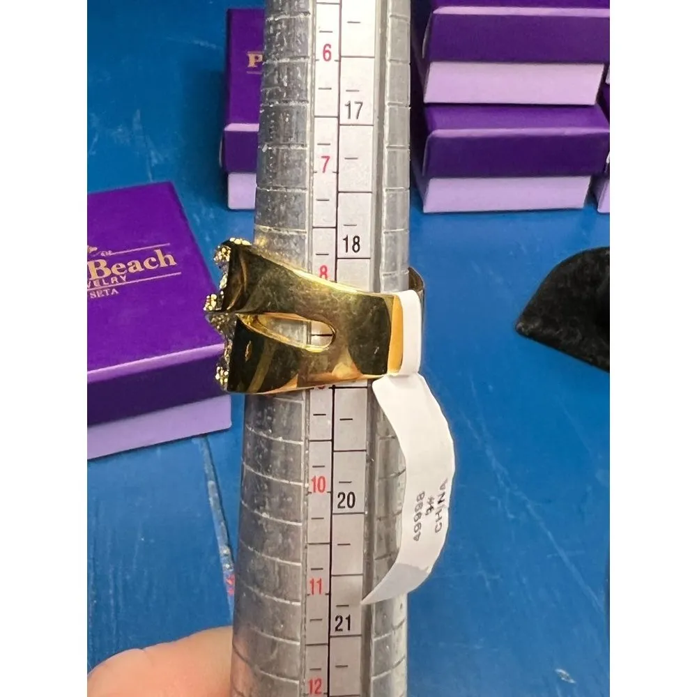 Palm Beach jewelry 3.64 TCW Baguette Cut CZ Gold Plated Crossover Ring Sz 8.5 NE - Image 7