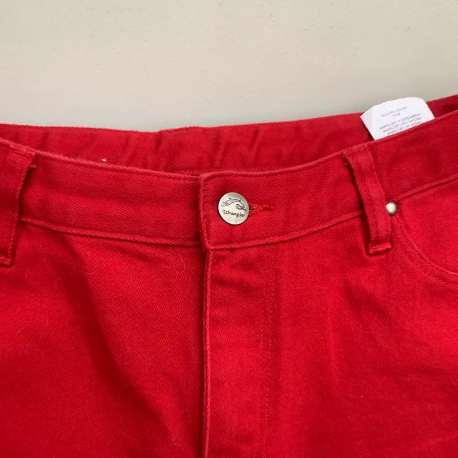Vintage 90s 18MWZ Wrangler jeans red taper ankle high rise wedgie 13/14x34 - Image 5